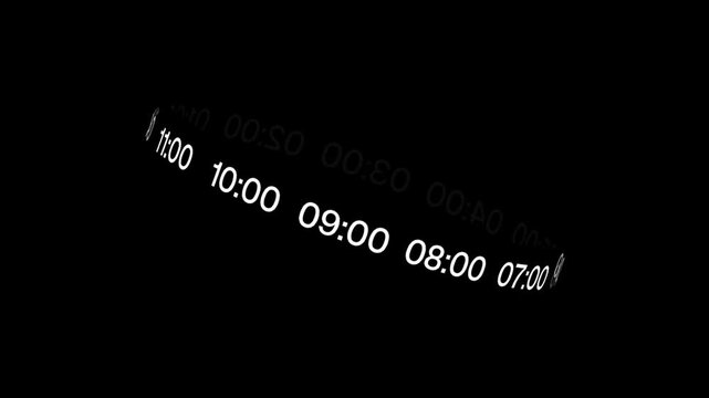 Digital Clock Numbers Rotating Animation Loop
