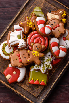 Gingerbread as a Christmas staple, sweet biscuits for the holiday. Gingerbread as a background