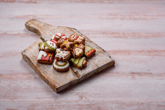 Gingerbread as a Christmas staple, sweet biscuits for the holiday. Gingerbread as a background
