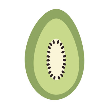 Half an green kiwi isolated on a transparent background