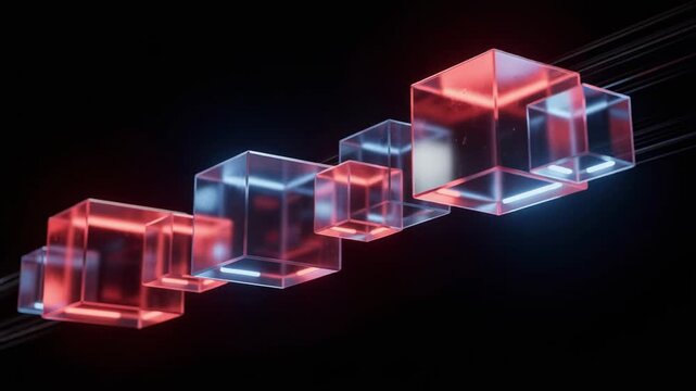 Vibrant illuminated cubes floating dynamically in seamless colorful motion video for creative digital backgrounds