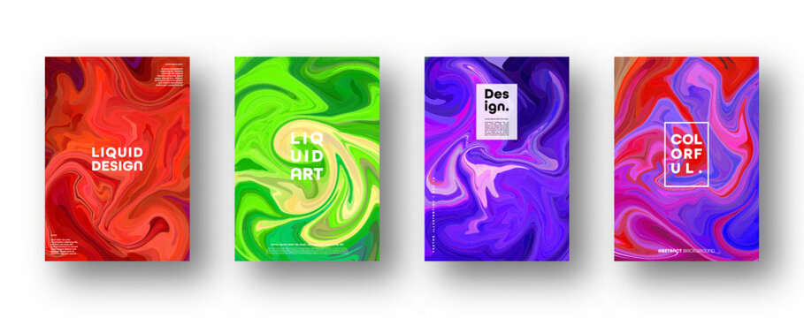 Colorful modern abstract backgrounds with neon red, green, blue, purple, yellow and pink gradient. Dynamic color flow poster, banner. Vector illustration.