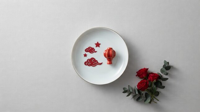 Culinary Art Celebration, Food Presentation, Modern Setting, Plate Design, Aesthetic Arrangement, Minimalist Viewpoint, Chinese Influence