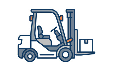 Naklejka premium Forklift with Cargo Box Vector Illustration