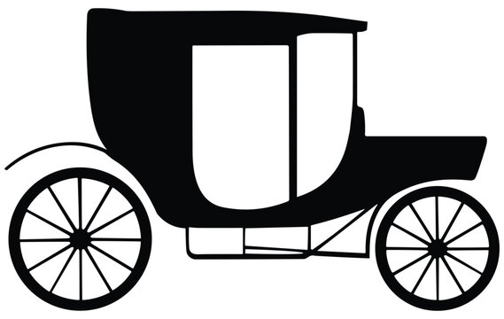 Horse drawn carriage silhouette against a white background
