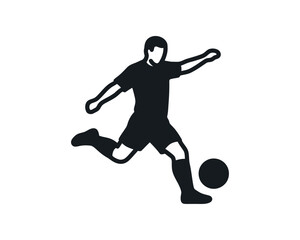 Obraz premium Soccer Player Kicking Ball Silhouette Vector