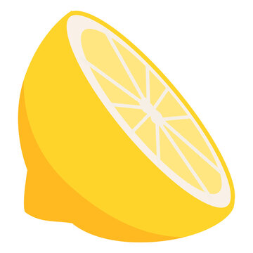 Slice of lemon on white vector illustration