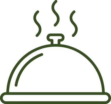 hot food serving tray icon vector with steaming cloche isolated on white background
