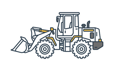 Fototapeta premium Wheel Loader Construction Vehicle Vector Illustration