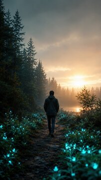 Glowing forest path leading toward clarity and personal growth in nature