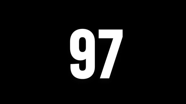Pixel numeral 97, number ninety seven, alpha channel, alphabet and letters in pixel style with a transparent background
