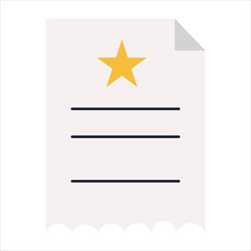 Minimalist vector illustration of a document page with a yellow star icon.