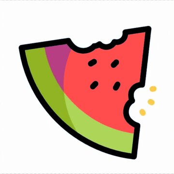 Bitten Watermelon Slice Icon, Fresh Summer Fruit Illustration