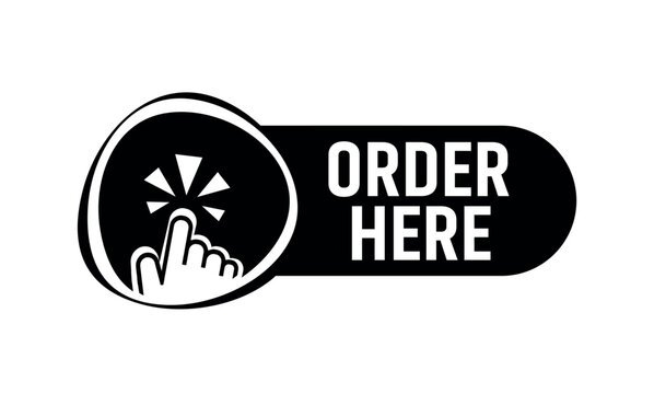 order here sign on whiye background