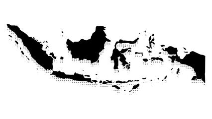 Obraz premium Indonesia Map Silhouette with Halftone Dotted Vector Illustration