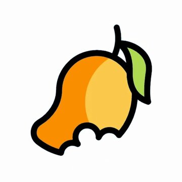 Ripe Mango Icon with Leaf and Water Droplets, Juicy Tropical Fruit Illustration