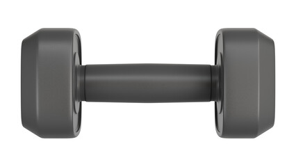 Obraz premium Flat Front View Black Hexagonal Neoprene Dumbbell 3D Render Isolated on Transparent Background.
