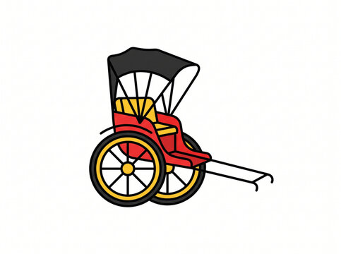 Traditional Japanese jinrikisha hand pulled rickshaw vector illustration