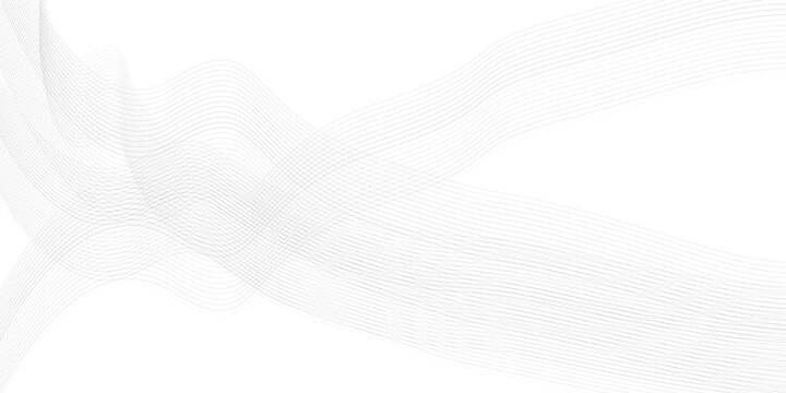 Abstract wavy background with thin gray lines isolated on white background