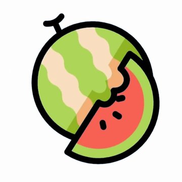Whole and Sliced Watermelon Icon, Fresh Summer Fruit Illustration