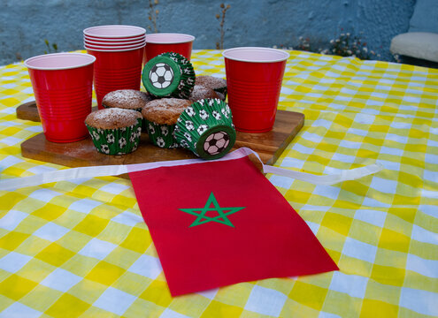Morocco Football Party with Cakes, Bunting and Match Day Celebration