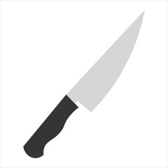 Obraz premium A simple flat vector illustration of a kitchen chef knife isolated on white background.