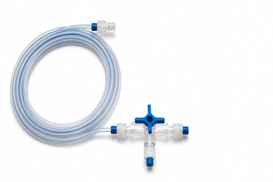 Generative AI contrast tubing stopcock isolated on white background.