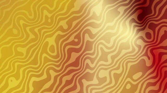 Abstract pattern design with golden wavy lines and gradients in bright light yellow, orange, and red. Suitable for backgrounds, prints, textiles, and web design.