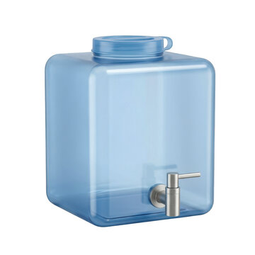 Blue plastic water dispenser tank isolated on transparent background