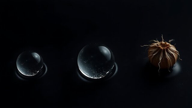Three water droplets on a dark surface, progressing from plump to shrunken and withered.