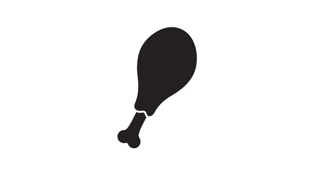 Fried chicken leg drumstick black silhouette vector icon isolated on white background