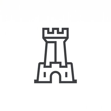 Medieval fortress castle tower vector icon isolated on white background, security protection and stronghold symbol.