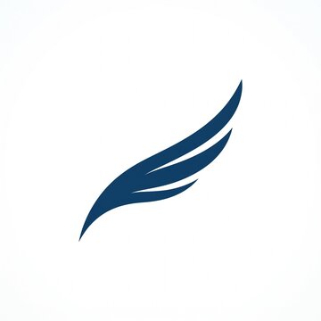 Abstract wing vector icon illustration isolated on white background. Minimalist bird feather symbol for flight, freedom, or corporate logo design.