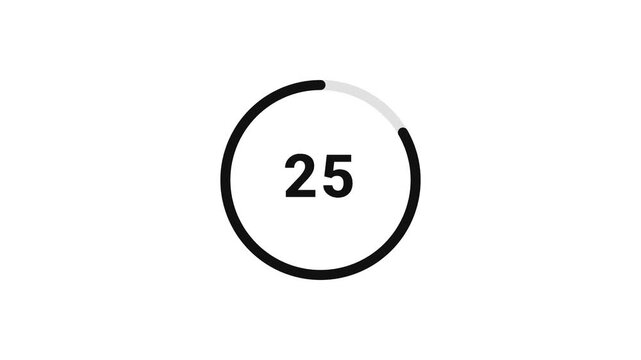 30 Second Countdown Timer, Minimal Circle Progress Bar. Clean Minimalist 30 Second Countdown Animation with Circular Progress Bar