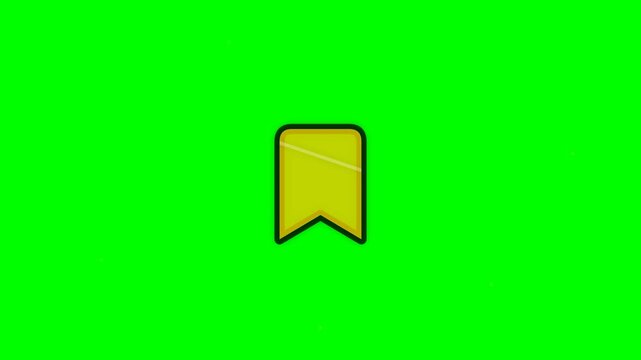 White bookmark icon on green screen background, representing save, favorite, reading, and library motion graphic overlay.