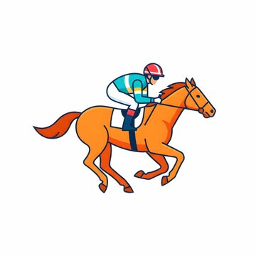 Jockey riding a horse in a race vector illustration isolated on white background