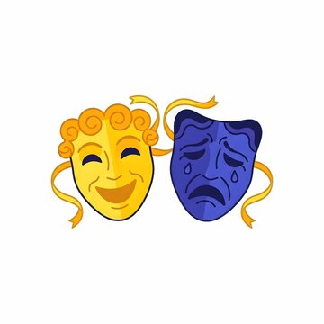 Comedy and tragedy theater masks vector illustration