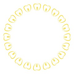 Fototapeta premium Circular Tooth Frame Background. Line art tooth frame. Tooth round border illustration. Dental care circle border. Mouth health care decoration