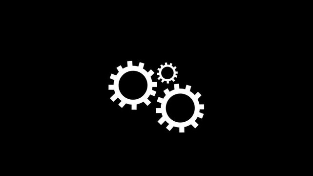Abstract beautiful turning Black Gears Border Big And Small animation. Technology cog wheel and setting icon white color black background 4K video animation.
