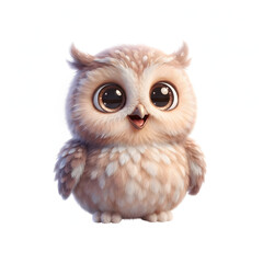 Obraz premium Cute baby owl character illustration isolated on white background