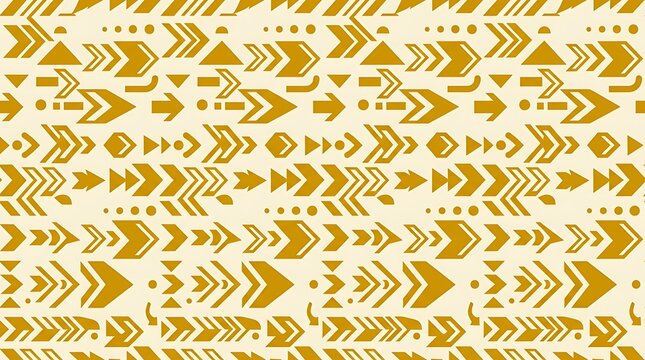 Golden geometric arrow pattern on off-white background