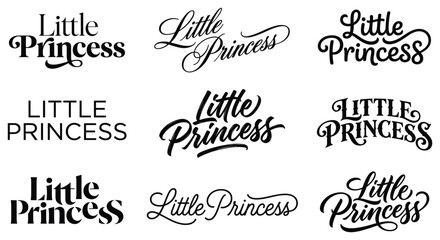 Little Princess typography variations in elegant script and bold sans-serif styles for branding projects © Jamil