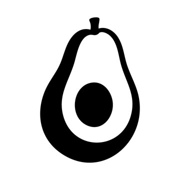 vector silhouette of a split avocado