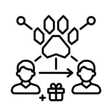 Pet referral program vector icon peer to peer pet sitting network line art set
