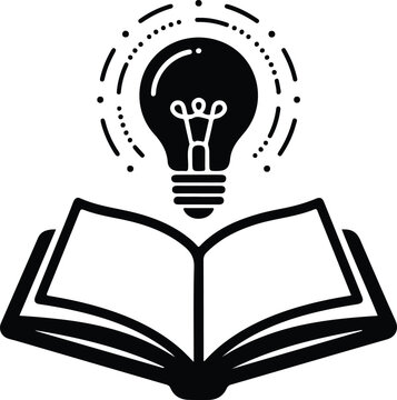 Open Book Lightbulb Knowledge Inspiration Vector Icon