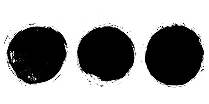 Circle brush stroke, hand drawn paint frame for design logo, banner, card.