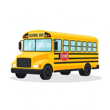 Yellow school bus vector illustration isolated on white background