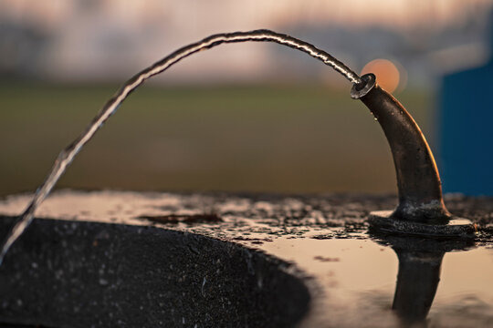 Water jet at a public fountain
