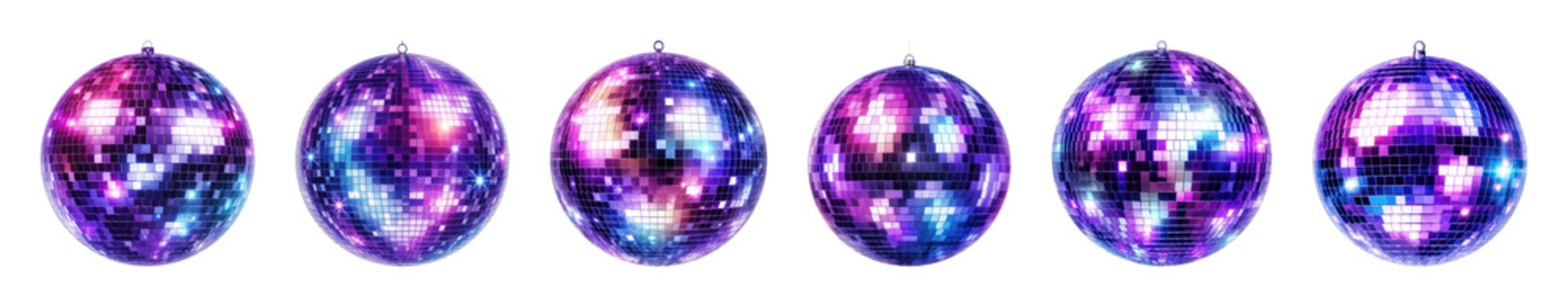 PNG Vibrant disco balls glowing on transparent background