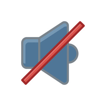 Stylized muted speaker icon with red diagonal slash.